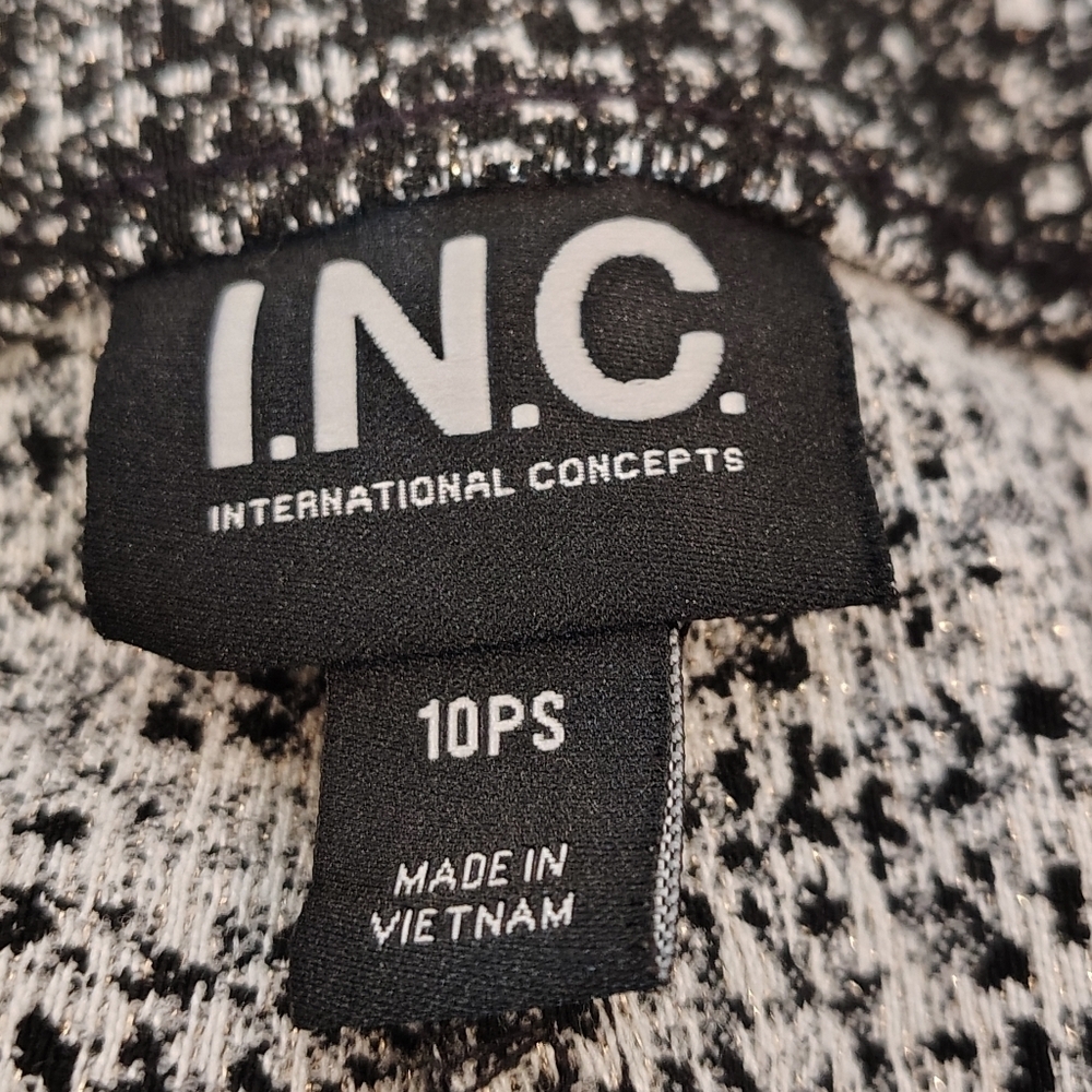 I.N.C. 10 PS Black Tweed Like Stretchy Pull On Pants Contemporary Career Dressy - Picture 5 of 9